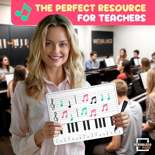 SCRIBBLEDO Keyboard Practice Dry Erase Sheets 11”x14” Music Staff Whiteboard Sheets Musical Key Learning Music Teacher Classroom Supplies Must Haves Pack of 10 - Image 3