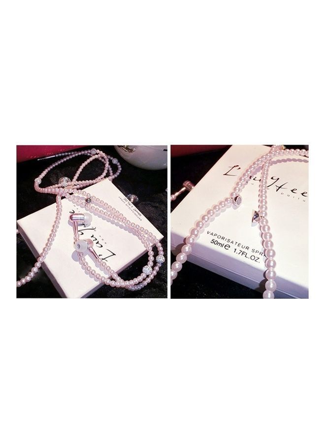 NIBEMINENT Pearl Necklace Stereo Earphones With Microphone Silver - Image 4