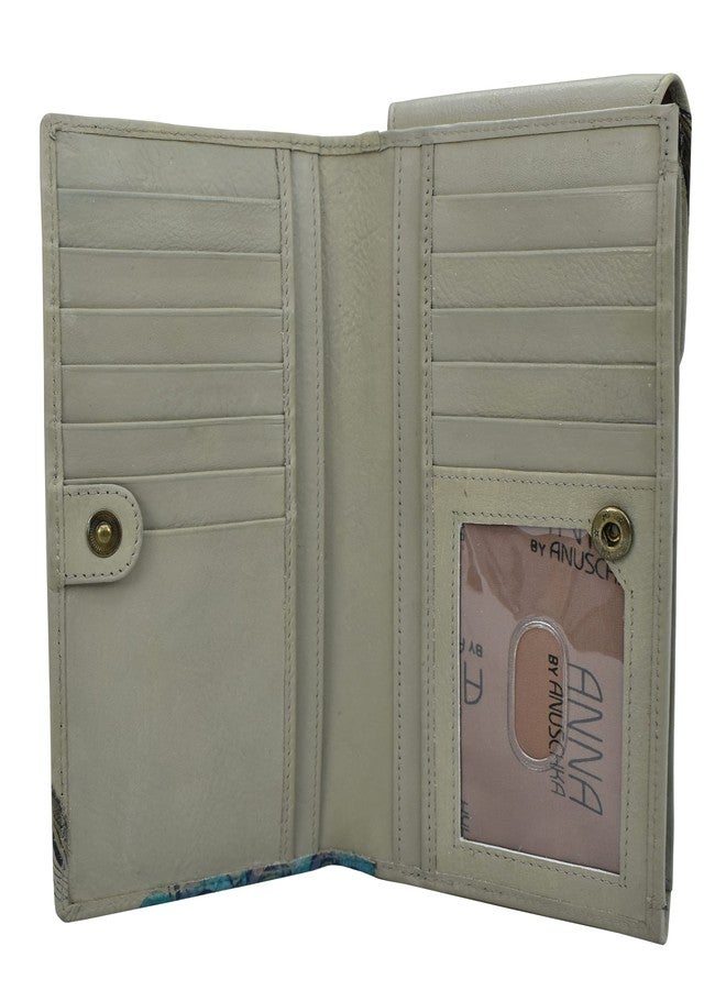 Anna by Anuschka Anna by Anuchka Women's Hand-Painted Genuine Leather Phone Wallet Organizer Crossbody - Peacock Bliss Taupe - Image 3