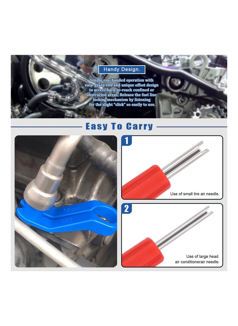 Car Fuel Line Disconnect Removal Tool With Valve Core Remover Tool Kit Compatible With Most Ford/GM/Chrysler/Mazda For AC Fuel Line And Transmission Oil Cooler Line - Image 3