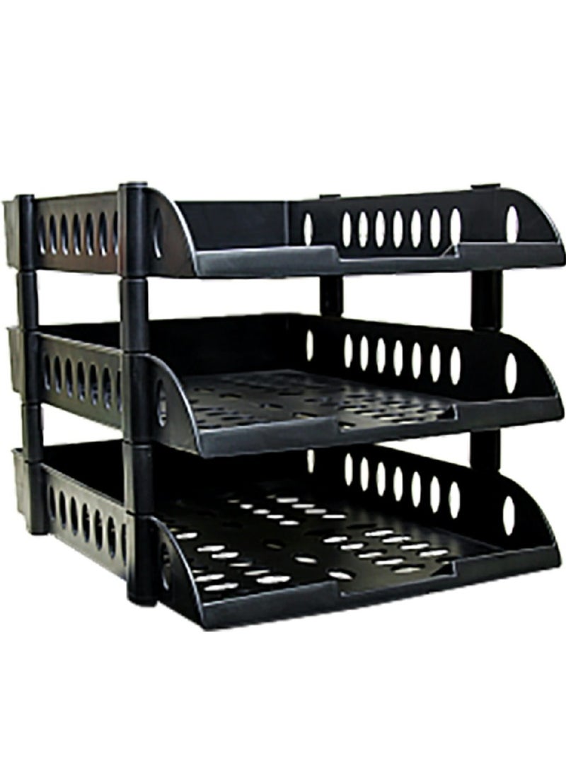 Deluxe - Deluxe 3-Tier Folding File Tray US-3033 - Black pc - Image 1