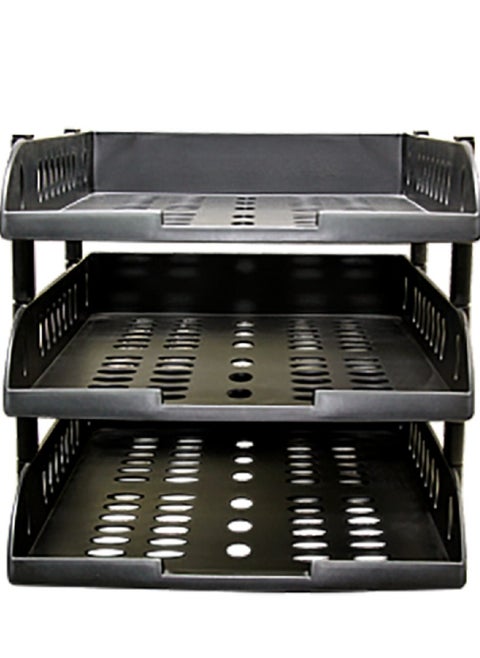 Deluxe 3-Tier Folding File Tray US-3033 - Black pc
