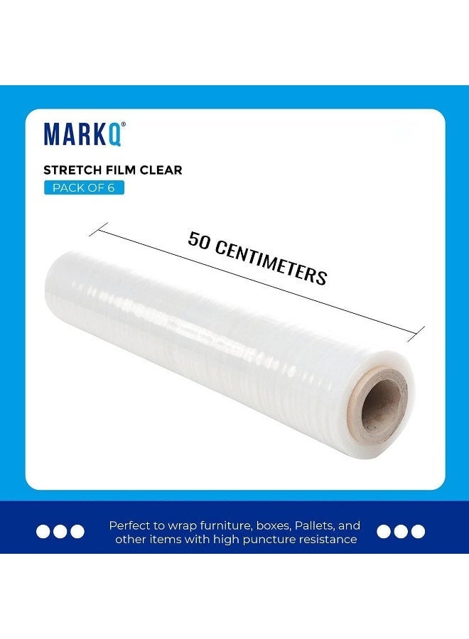 6 Roll Clear Stretch Film, 500mm Heavy Duty Plastic Shrink Wrap for Pallet Packing, Moving & Packaging, 6 Roll Clear Stretch Film, 500mm Heavy Duty Plastic Shrink Wrap for Pallet Packing, Moving & Packaging, 6 Rolls] Clear Stretch Film Wrap - 500mm Heavy Duty Plastic Shrink Wrap for Pallet Wrap, Packing, Moving and Packaging - Cling Wrap - Image 2
