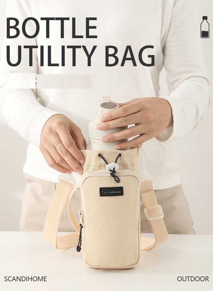 حامل زجاجة الماء مع الحقيبة وشريط قابل للضبط، ملحقات الأكمام مع الجيب - Image 2