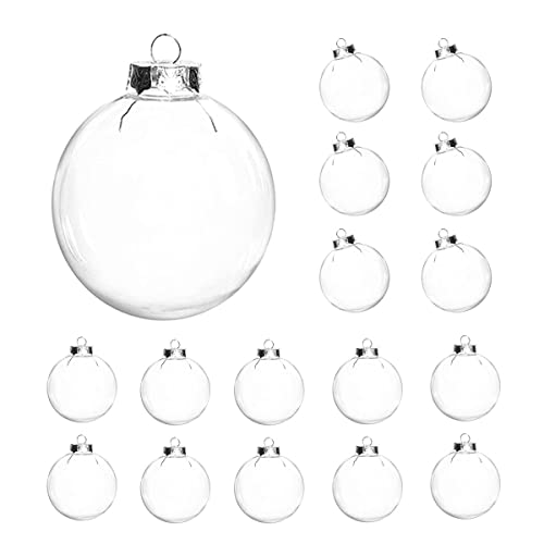 16 pcs Hanging Clear Plastic Fillable Ornaments 236 DIY Christmas Balls Craft Ornaments for Christmas Tree Halloween and Wedding Birthday Party Decorations Creative Gifts 60 mm