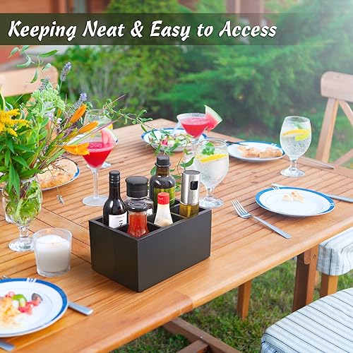 DRASTAR Silverware Caddy, Wooden Utensil Holder, Picnic Cutlery Holder, Black Silverware Holder, Plastic Silverware Caddy for Party, Countertop, Camping - Image 5