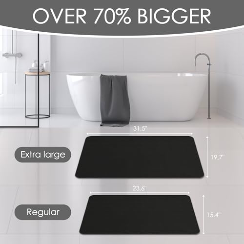 THMINS Black Stone Bath Mat 32x20 Extra Large Stone Bath Mat Super Absorbent Quick Drying for Bathroom Easy to Clean - Image 3
