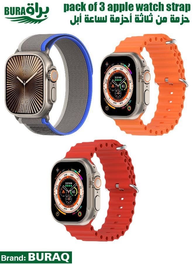 BURAQ - Apple Watch Band Strap For Apple Watch Ultra 2/Ultra 49mm, Series 10 46mm, 9/8/7 45mm, SE2/SE/6/5/4 44mm, 3/2/1 42mm - Image 1