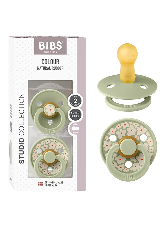 بيبس Pacifier Studio Colour 2 Pack Jasmine Latex Size 2, Sage Mix