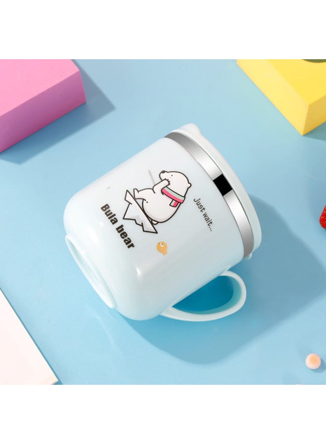 304 Stainless Steel Children's Straw Cup Baby Creative Cup Anti-scald Double Layer Heat Insulation Belt Cover With Handle Portable-Color:Ordinary Cover Nordic Powder-Capacity:Children's Water Cup  - Image 5