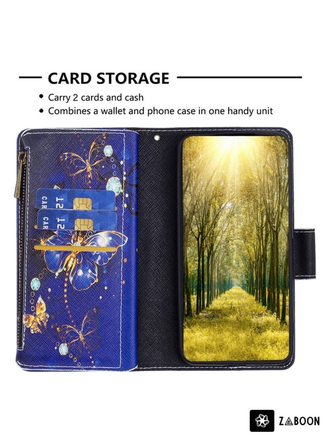 Green Tiger - For Infinix Zero X / X Pro Colored Drawing Pattern Zipper Horizontal Flip Phone Leather Case(Purple Butterfly) - Image 1