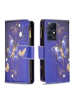 For Infinix Zero X / X Pro Colored Drawing Pattern Zipper Horizontal Flip Phone Leather Case(Purple Butterfly)