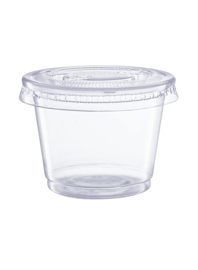 Gusto Comfy Package [100 Sets - 1 oz.] Plastic Disposable Portion Cups With Lids, Souffle Cups - Image 1