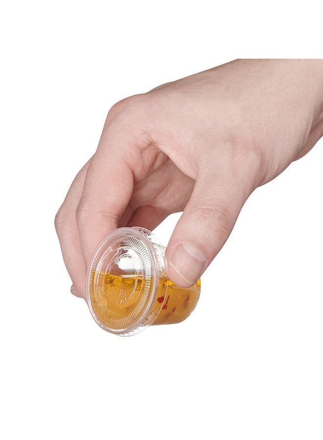 Gusto Comfy Package [100 Sets - 1 oz.] Plastic Disposable Portion Cups With Lids, Souffle Cups - Image 2