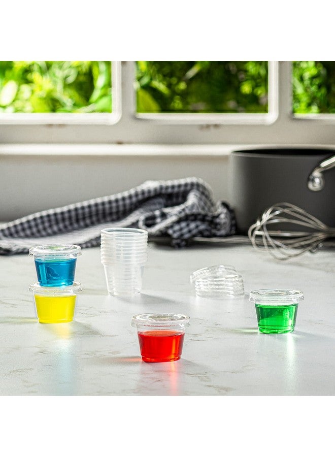 Gusto Comfy Package [100 Sets - 1 oz.] Plastic Disposable Portion Cups With Lids, Souffle Cups - Image 4