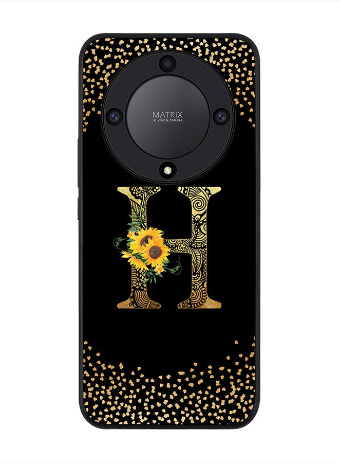 Stylizedd Cover for Honor X9a 5G Case , Rugged Black Slim fit Phone Cases   - Custom Monogram Initial Letter Mandala Floral Pattern Alphabet-H (Black) - Image 1