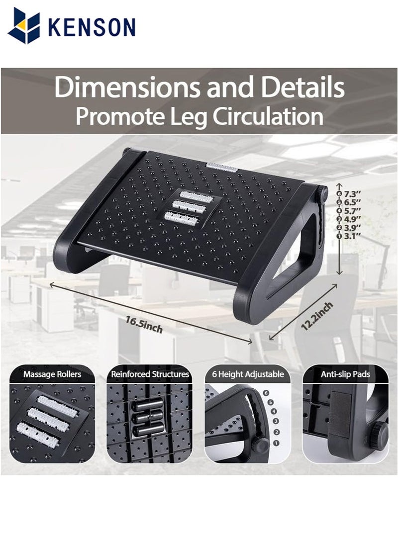 كِينْسُون مسند قدم قابل للتعديل, كرسي قدم مريح لمكتب تحت المكتب ، تحت مكتب مسند القدمين مع بكرة تدليك القدم, كرسي مسند للقدمين لمسند الساق - Image 2