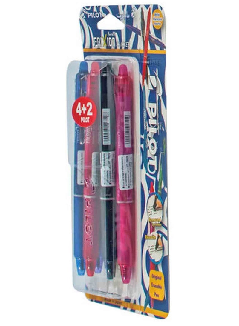 PILOT Frixion Clicker Erasable Rollerball Pen Assorted 0.7MM 6 Pcs - Image 2