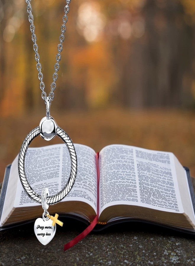 QeenseKc Pray More Worry Less Bible Verse Pendant Charm Religious Cross Bead for Pandroa Bracelet - Image 5