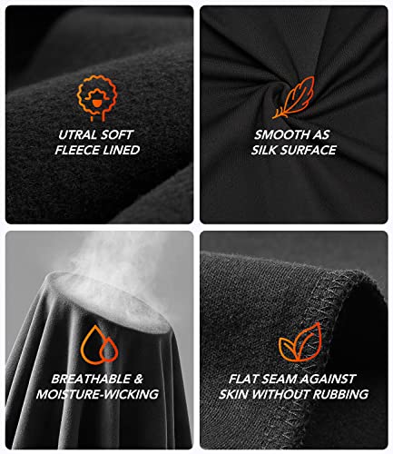 TEEPIRE Mens Thermal Underwear Set with Lightweight Ultra Soft Fleece Lined,Long John Set, Skiing Base Layer (Medium) Black - Image 4