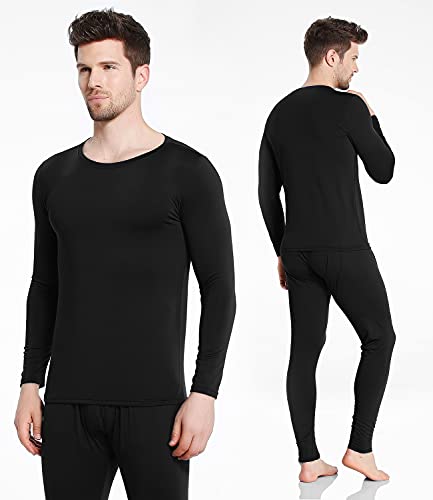TEEPIRE Mens Thermal Underwear Set with Lightweight Ultra Soft Fleece Lined,Long John Set, Skiing Base Layer (Medium) Black - Image 2