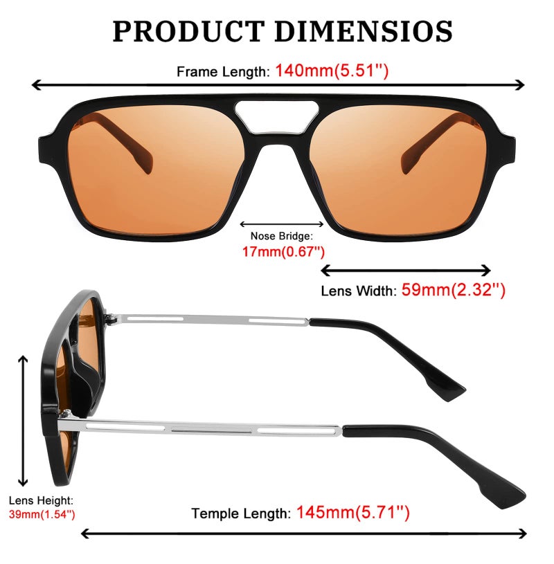 FEISEDY FEISEDY Vintage Square 70s Flat Aviator Sunglasses Women Men Metal Design Shades B2752  - Image 5
