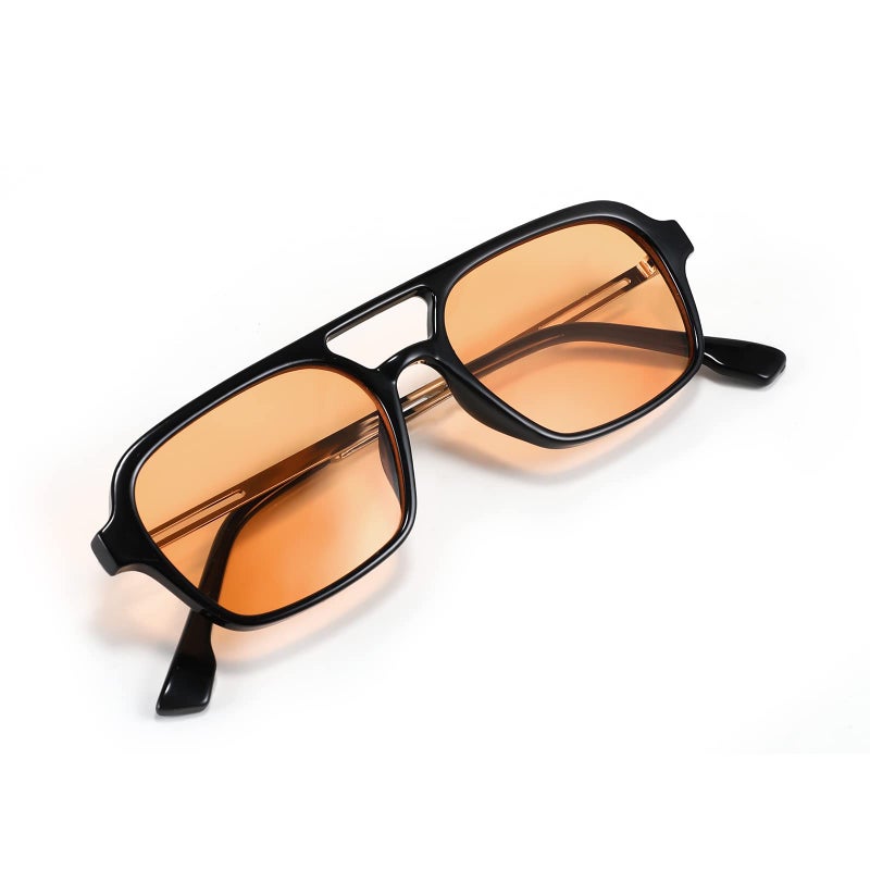 FEISEDY FEISEDY Vintage Square 70s Flat Aviator Sunglasses Women Men Metal Design Shades B2752  - Image 1