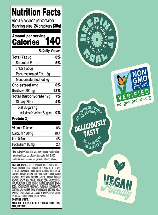 Back to Nature Cheezy Square Crackers, Non-GMO, Plant-Based Cheese Flavored Snack Cracker, Made with Wheat Flour, 5 oz Box - Image 2