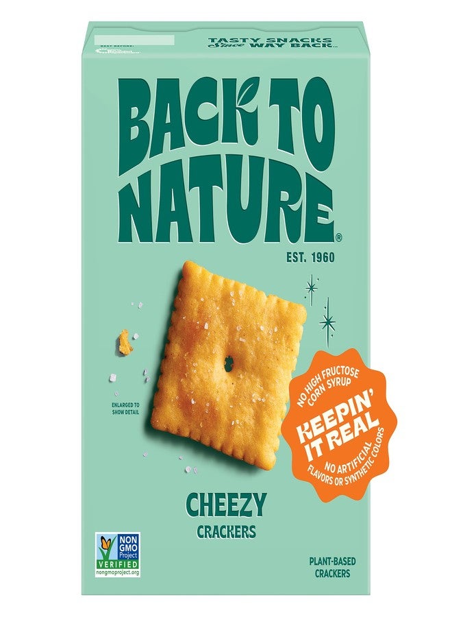 Back to Nature Cheezy Square Crackers, Non-GMO, Plant-Based Cheese Flavored Snack Cracker, Made with Wheat Flour, 5 oz Box - Image 1