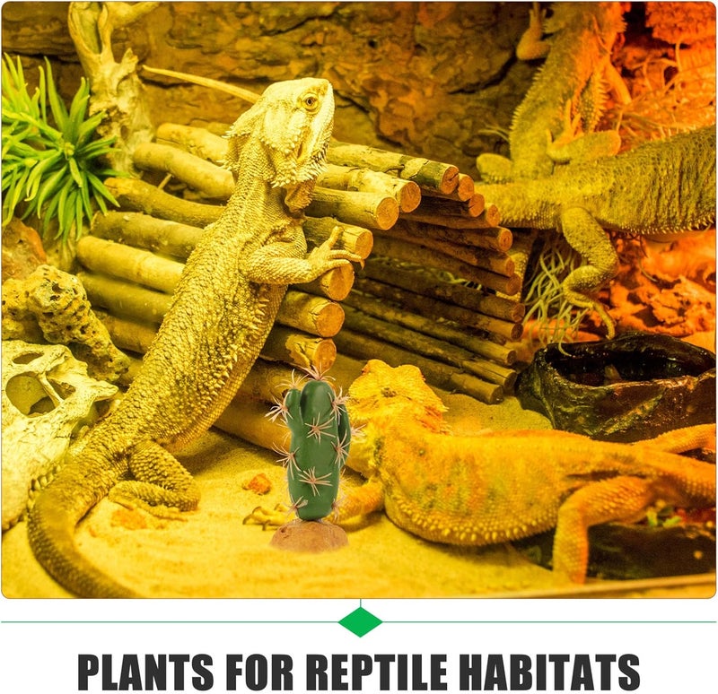 Lurrose Reptile Habitat Artificial Plant Cactus Terrarium Decor Reptile Tank Accessories Simulation Desert Background for Amphibians and Lizards - Image 3