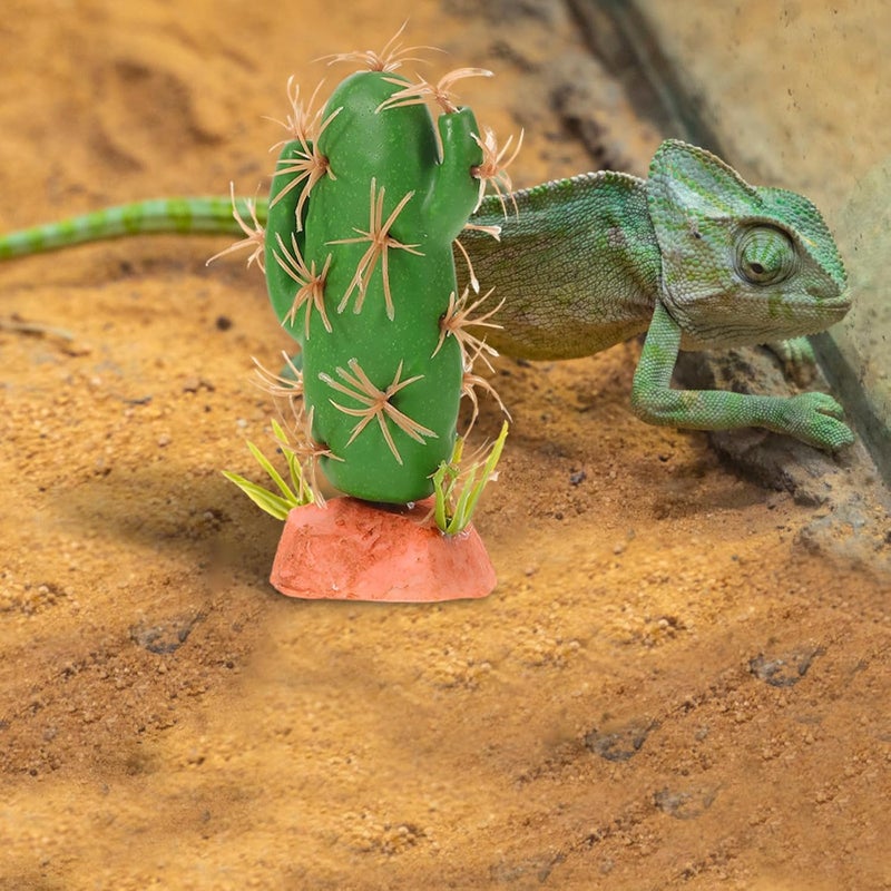 Lurrose Reptile Habitat Artificial Plant Cactus Terrarium Decor Reptile Tank Accessories Simulation Desert Background for Amphibians and Lizards - Image 5