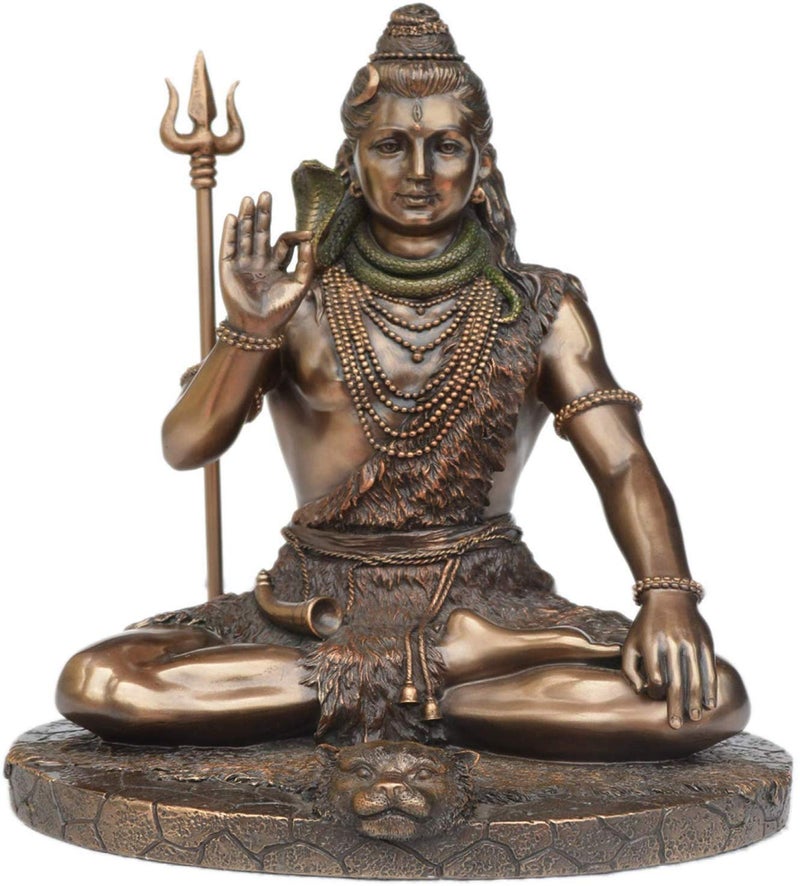 Idol Collections Resin Dattatreya Gyan Mudra of Lord Shiva Mahadev Meditation (8.5 Inch, Bronze, Multicolour) - Image 4