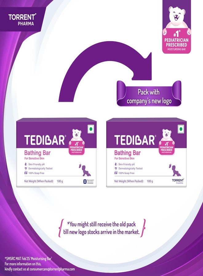 Tedibar Moisturising Baby Bathing Bar 100g x Pack of 3 - Image 5