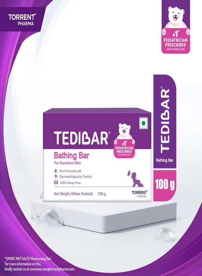 Tedibar Moisturising Baby Bathing Bar 100g x Pack of 3 - Image 2