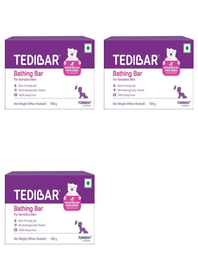Tedibar Moisturising Baby Bathing Bar 100g x Pack of 3 - Image 1