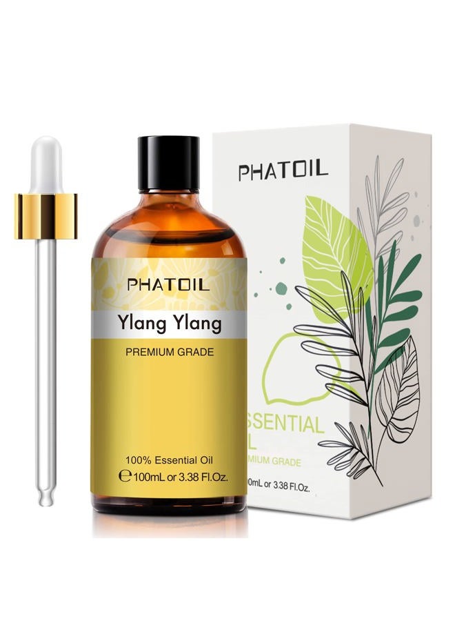 PHATOIL 100ML Ylang Ylang Essential Oil, Premium Essential Oils for Diffuser, Humidifier, 3.38fl.oz Scented Oils for Soap, Candle Making - Image 1