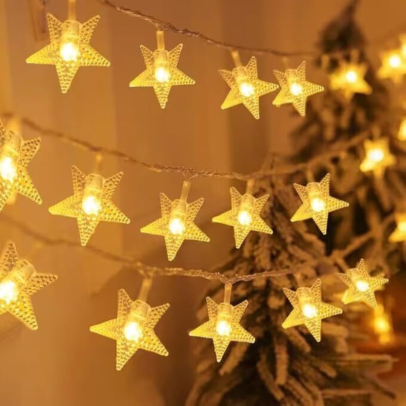يوتيليم أضواء نجمية تعمل بالبطارية، بطول 10 أقدام و20 مصباح LED نجمي خرافي، أضواء عيد الميلاد تعمل بالبطارية للزينة الداخلية والخارجية لحفلات الزفاف وعيد الميلاد وشجرة عيد الميلاد ورمضان وغرفة النوم والفناء، أبيض دافئ - Image 1