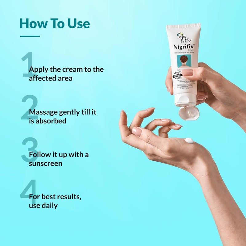 FIXDERMA كريم FIXDERMA Nigrifix لمرض الأكثوز الأسود مع حمض اللاكتيك | كريم ريتينول مختبر من قبل أطباء الجلد | مفيد للأجزاء الداكنة من الجسم مثل الرقبة والكاحلين والإبطين والمرفقين - 1.76 أونصة - Image 5
