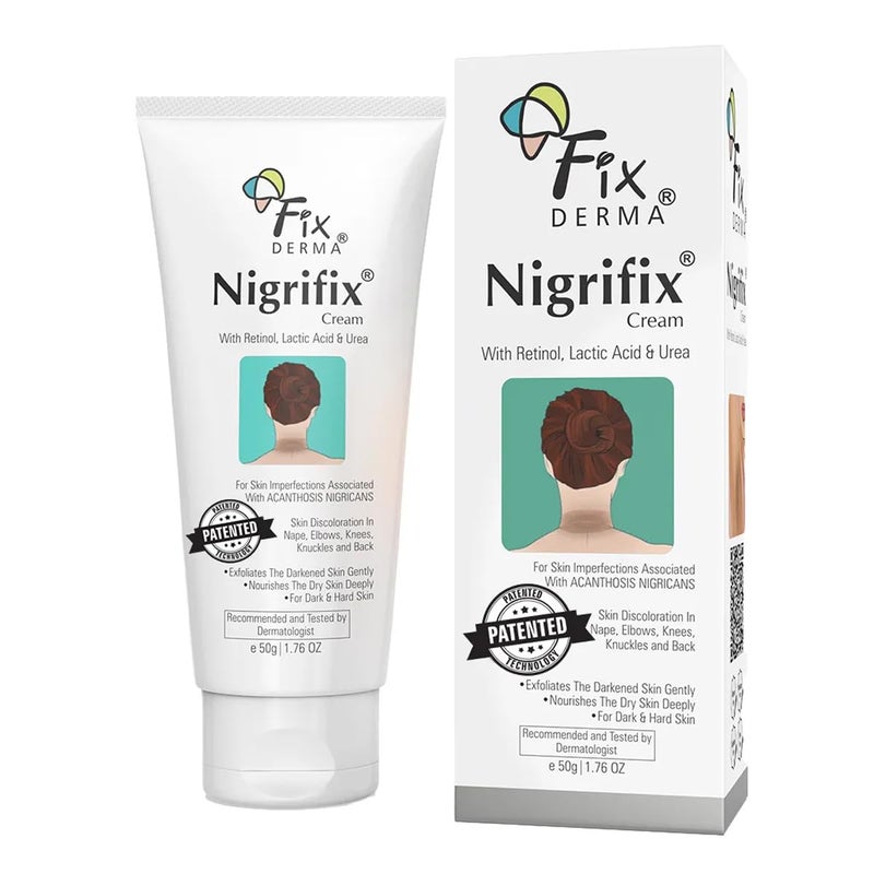 FIXDERMA كريم FIXDERMA Nigrifix لمرض الأكثوز الأسود مع حمض اللاكتيك | كريم ريتينول مختبر من قبل أطباء الجلد | مفيد للأجزاء الداكنة من الجسم مثل الرقبة والكاحلين والإبطين والمرفقين - 1.76 أونصة - Image 1