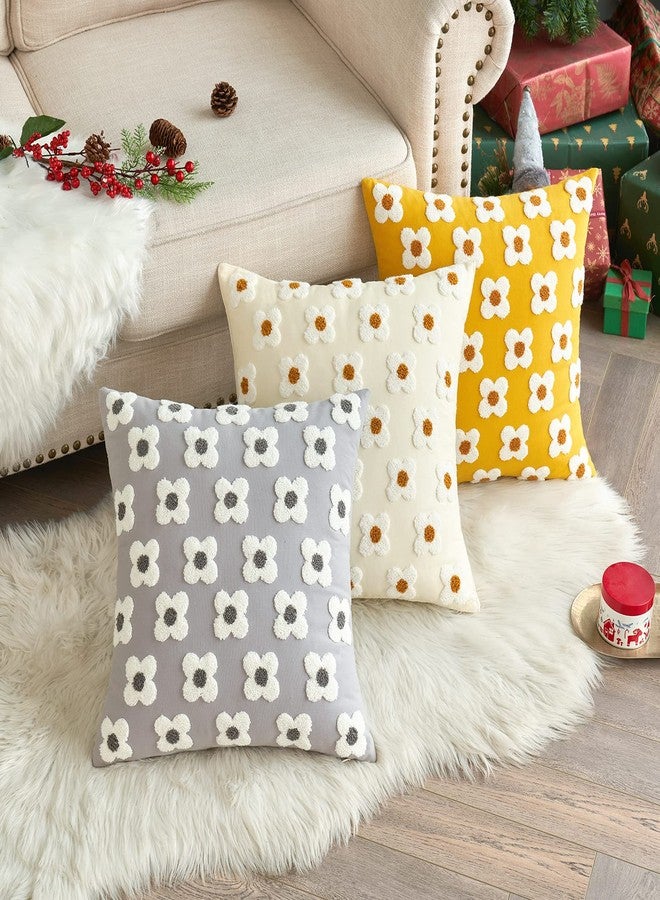 EMEMA Decorative Throw Pillow Covers Sun Flower Jacquard Pillowcase Cushion Case Square for Couch Sofa Bed Living Room Bedroom Set of 2, 18x18 Inch, Beige - Image 4