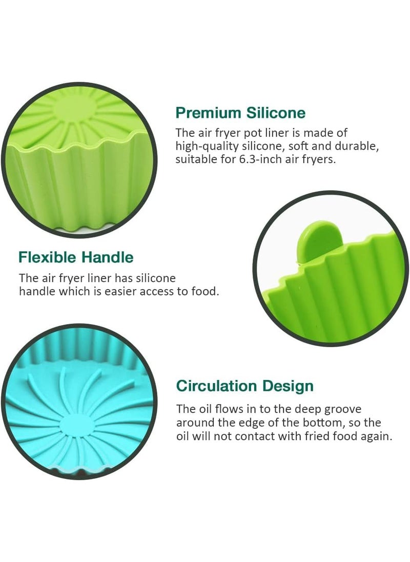 Sugalsu Sugalsu Air Fryer Silicone PotReusable Air Fryer Silicone Liners Easy to Clean Replacement of Flammable Parchment Liner Paper Round Baking Bowl Air Fryer Basket Accessories75 in Green  - Image 3