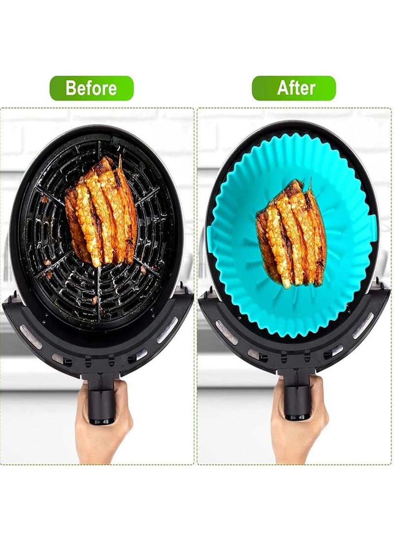 Sugalsu Sugalsu Air Fryer Silicone PotReusable Air Fryer Silicone Liners Easy to Clean Replacement of Flammable Parchment Liner Paper Round Baking Bowl Air Fryer Basket Accessories75 in Green  - Image 5