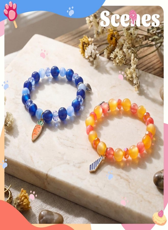 Highergo 2 Pcs Carrot and Ties Matching Stretch Bracelets Animal Bracelets Animal Theme Handmade Bead Gifts for Party Favors Friends Couples Family - Image 5