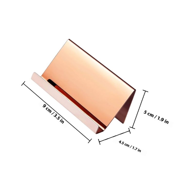 Stainless Steel Business Card Holder Set Silver Rose Gold Office Desk Organizer - Image 3