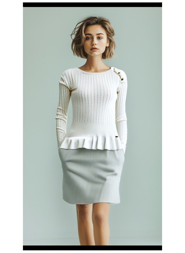 جس بلوزة جيس النسائية ذات الأكمام الطويلة باللون الأبيض - Image 2