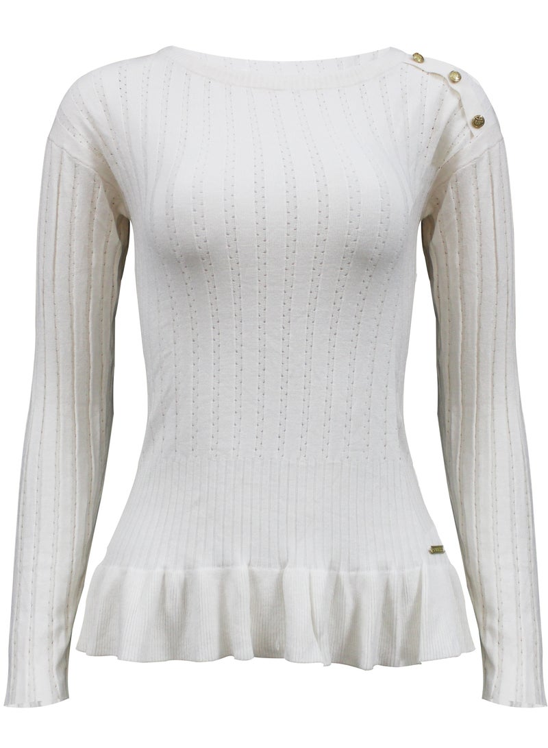 جس بلوزة جيس النسائية ذات الأكمام الطويلة باللون الأبيض - Image 3