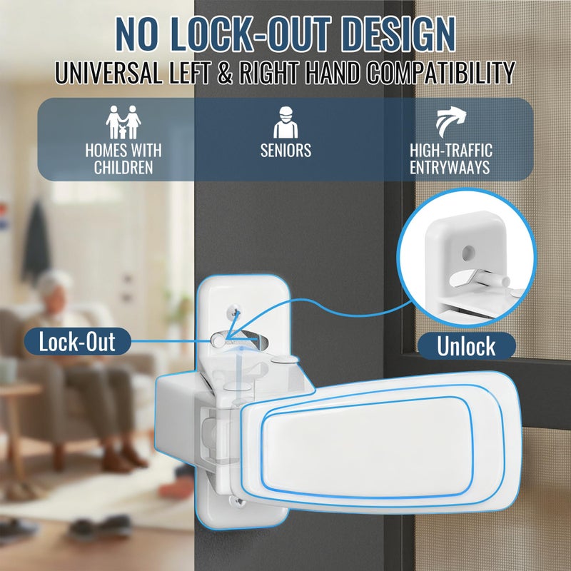 Avenuebool Replacement Screen Door Latch, Heavy Duty White Inside Door Handle Compatible with Storm Handle Replacement, Durable Interior Latch for Screen and Storm Doors - Image 3