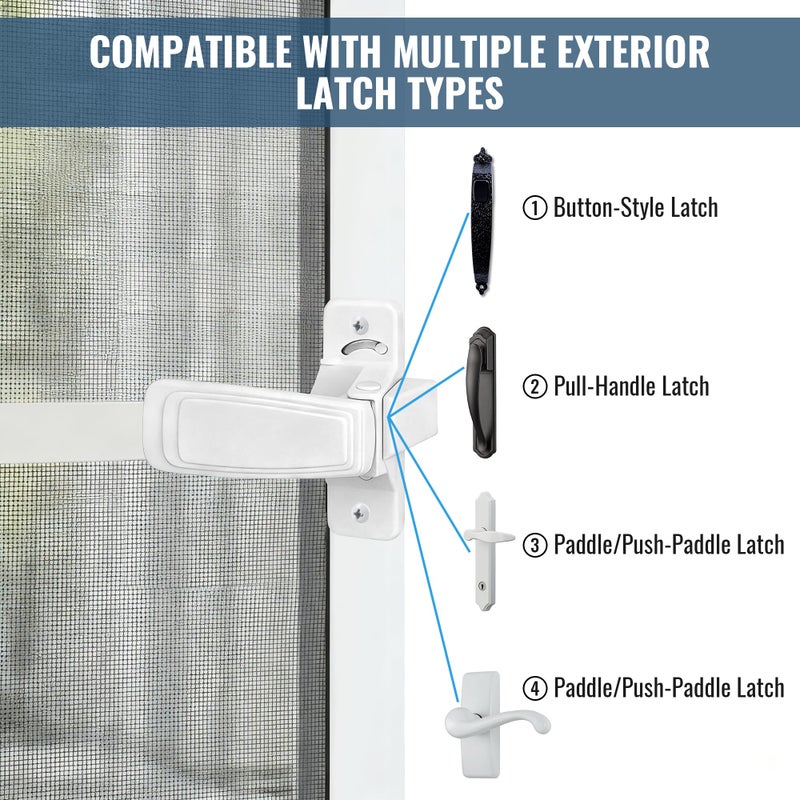 Avenuebool Replacement Screen Door Latch, Heavy Duty White Inside Door Handle Compatible with Storm Handle Replacement, Durable Interior Latch for Screen and Storm Doors - Image 4
