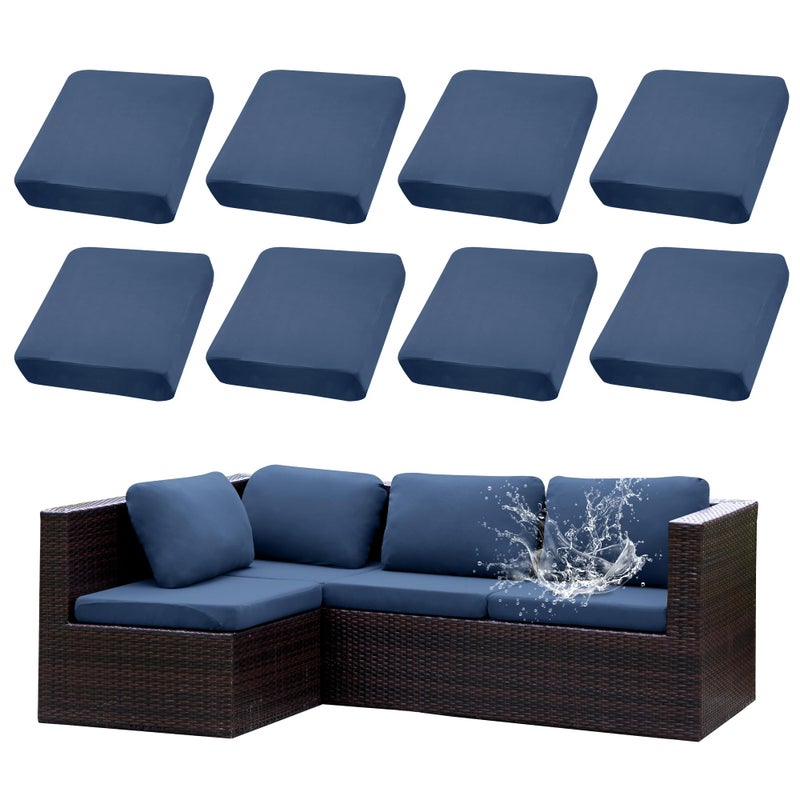SUKAIKEQA Outdoor Cushion Covers Set,8PCS Waterproof Patio Furniture Couch Seat Slipcovers, Replacement for Sofa Sectional Chair(Coverï¼ŒOnly) - Image 1