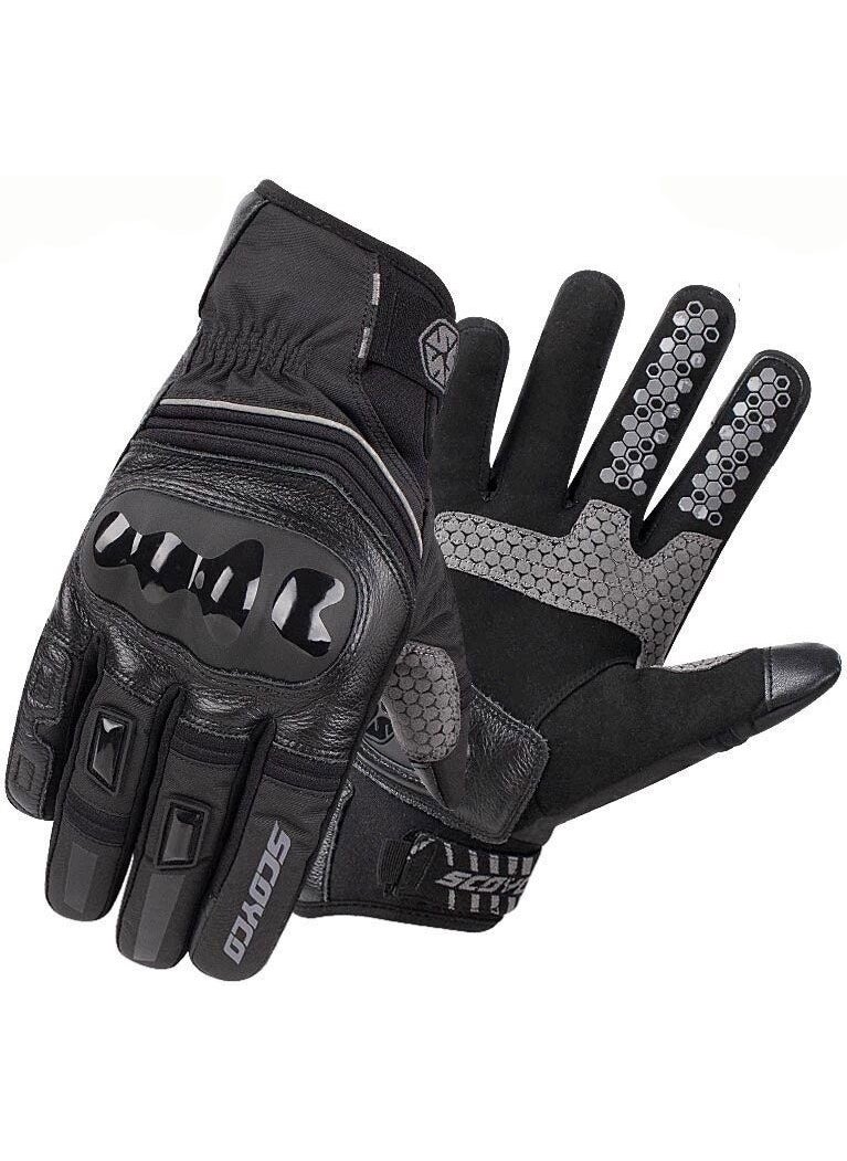 Ebakbak - Motorcycle Gloves Leather and Cordura Reflective Waterproof Special Inner Membrane Resistant Motor Gloves - Image 1